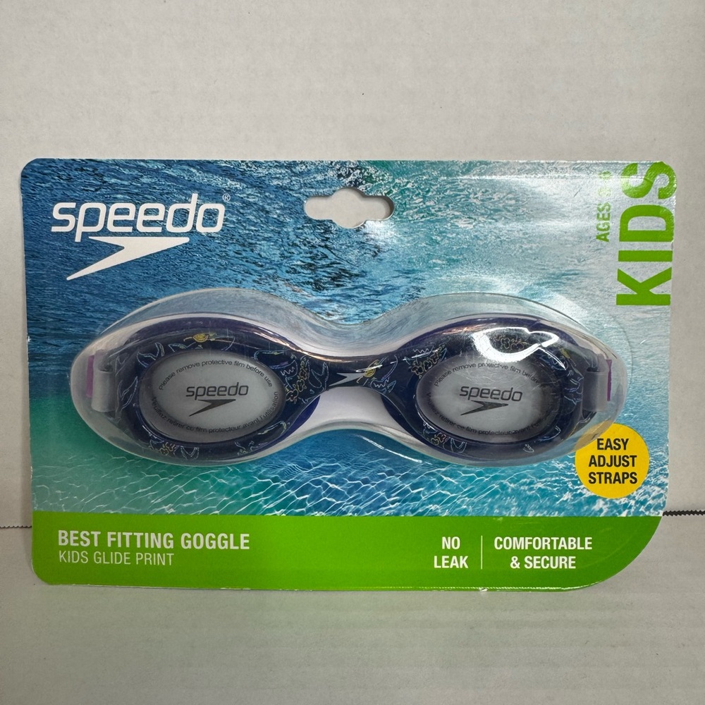 Speedo Kids Glide Print Goggles in Blue and Orange
